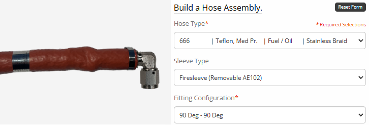 Eaton Aeroquip Hose Assembly Configurator - build custom aircraft and aviation hoses, select hose types, fittings, and lengths online